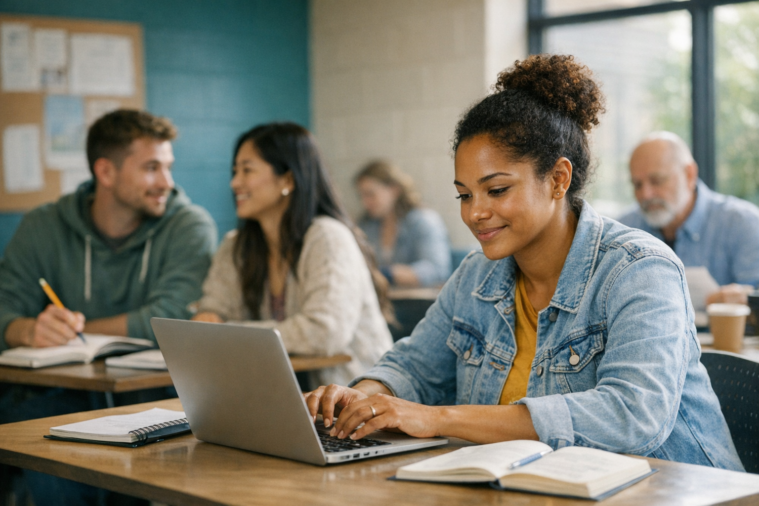 Ohio adult learner comparing online GED preparation and official GED testing steps on a laptop