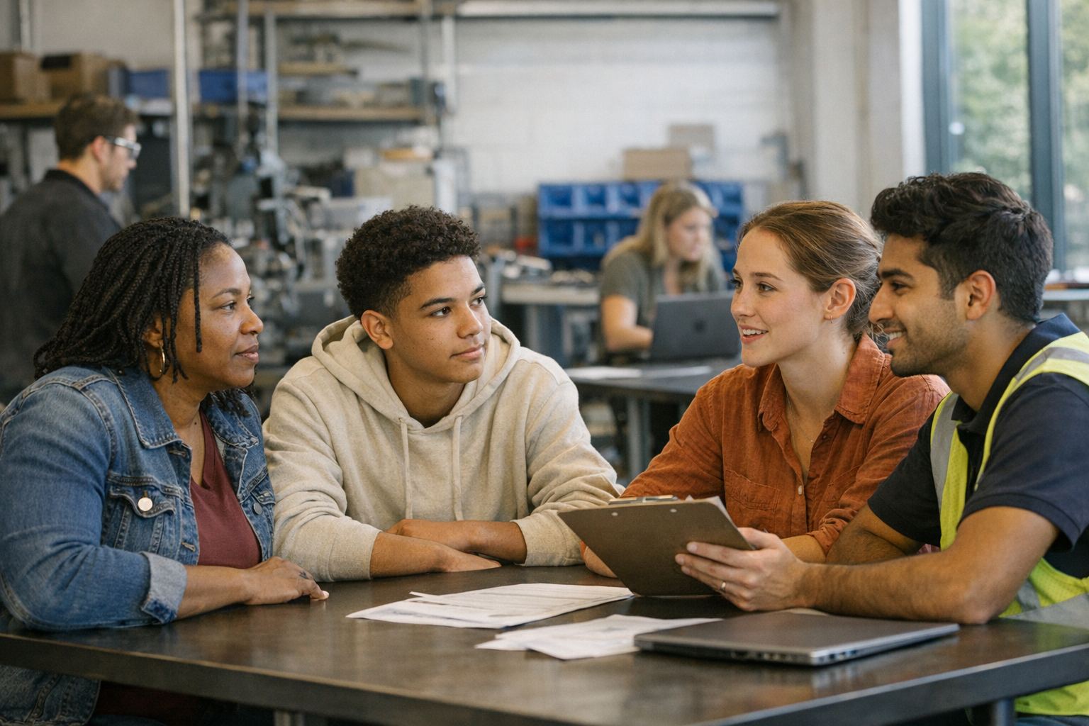 Ohio student with an IEP and family reviewing graduation paperwork, diploma requirements, and transition planning checklist at a kitchen table