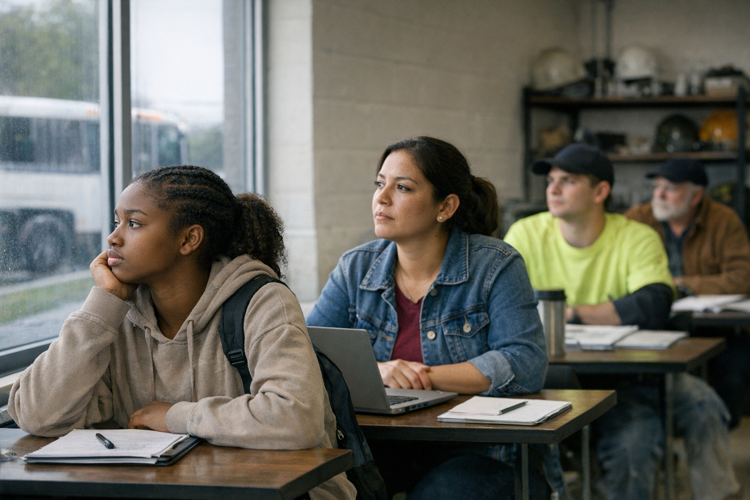 Ohio parent and student reviewing school transportation options at a kitchen table