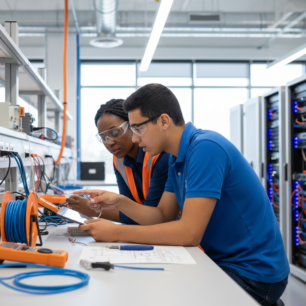An Ohio student learning technical career skills with an instructor